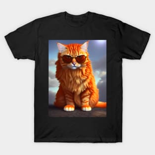 Orange Tabby Cat - Modern Digital Art T-Shirt